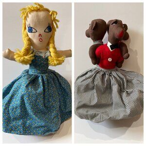 Vintage Handmade Topsy Turvy Doll Goldie Locks & The Three Bears Cloth Doll